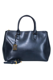 Current Boutique-Lauren Ralph Lauren - Leather Navy Double Handle Tote Bag