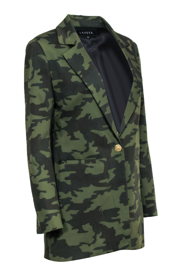 Current Boutique-Laveer - Green Camo Print Single Button Blazer Sz 2