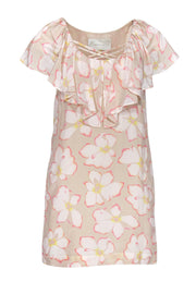 Current Boutique-Leifsdottir - Cream Floral Print Silk Shift Dress Sz 4