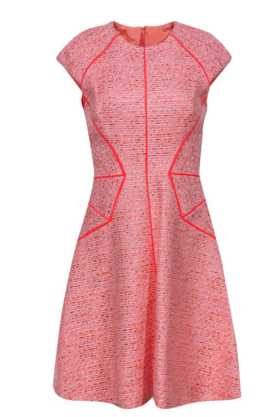 Current Boutique-Lela Rose - Bright Pink Metallic Tweed A-Line Dress Sz 8