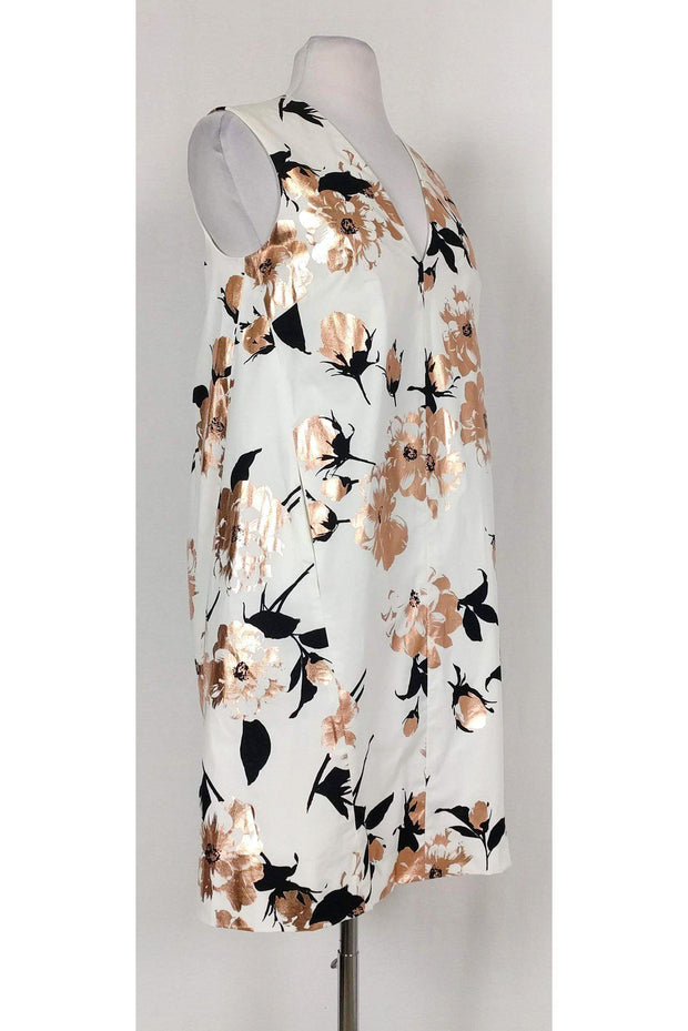 Current Boutique-Lela Rose - White Metallic Floral Dress Sz 4