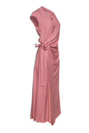 Current Boutique-Les Heroines - Light Pink "Elizabeth" Wrap Maxi Dress w/ Waist Cutout Sz 4