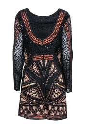 Current Boutique-Let Me Be by Anthropologie - Black & Bronze Mesh Sequin & Beaded Dress Sz S