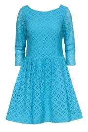 Current Boutique-Lilly Pulitzer - Aqua Blue Lace Long Sleeved Dress Sz 8