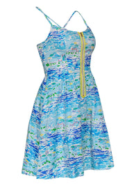 Current Boutique-Lilly Pulitzer - Blue Beach Print Sleeveless Fit & Flare Dress Sz 0