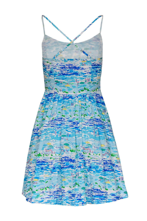 Current Boutique-Lilly Pulitzer - Blue Beach Print Sleeveless Fit & Flare Dress Sz 0