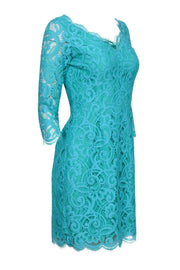 Current Boutique-Lilly Pulitzer - Blue & Green Lace Sheath Dress w/ Scalloped Hem Sz 4