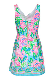 Current Boutique-Lilly Pulitzer - Blue, Green & Pink Floral Print A-Line "Linett" Dress Sz 8