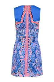 Current Boutique-Lilly Pulitzer - Blue, Neon Pink & Yellow Mosaic Print Sleeveless Sheath Dress Sz 2