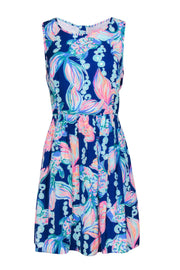 Current Boutique-Lilly Pulitzer - Blue Printed Fish A-Line Dress Sz 12