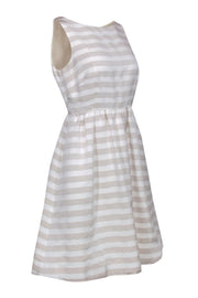 Current Boutique-Lilly Pulitzer - Cream & Gold Striped Sleeveless Fit & Flare Dress Sz 6