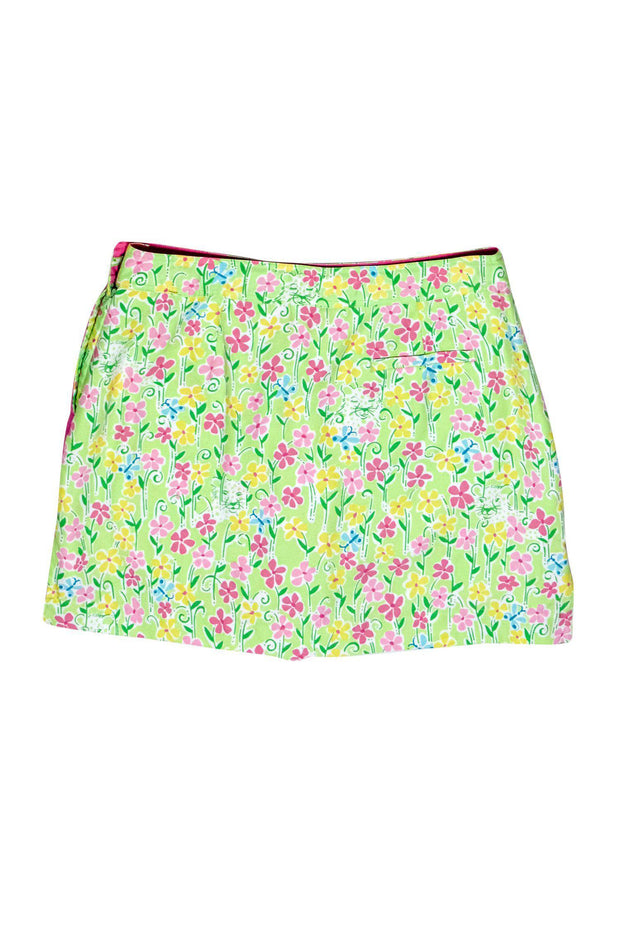 Current Boutique-Lilly Pulitzer - Green Floral & Cat Print Skort Sz 10