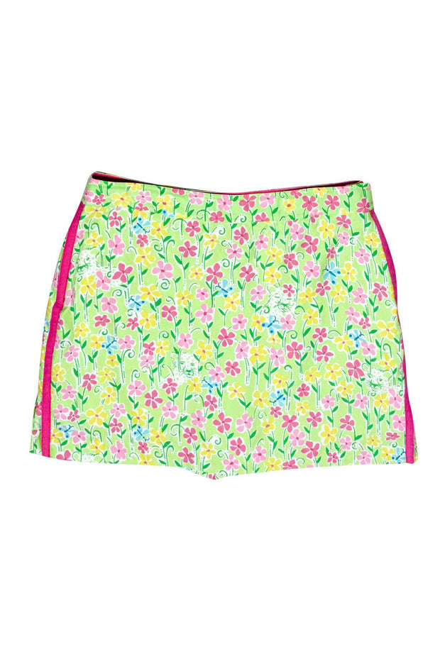 Current Boutique-Lilly Pulitzer - Green Floral & Cat Print Skort Sz 10