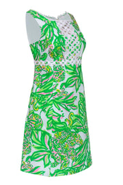 Current Boutique-Lilly Pulitzer - Green & White Floral Print Cotton Sheath Dress Sz 12