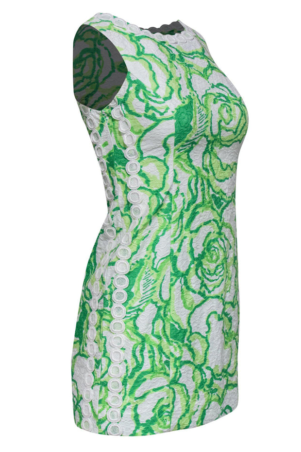 Current Boutique-Lilly Pulitzer - Green & White Textured Dress w/ Crochet Trim Sz 0