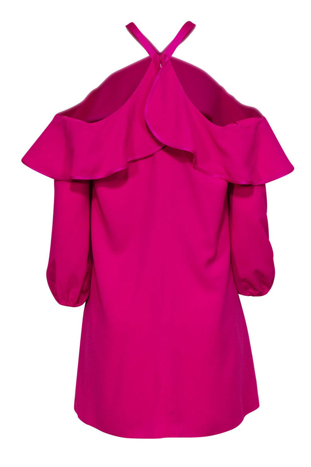 Current Boutique-Lilly Pulitzer - Hot Pink Cold Shoulder Ruffle Shift Dress Sz 6