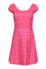 Current Boutique-Lilly Pulitzer - Hot Pink & Metallic Tweed Cap Sleeve Dress Sz 2