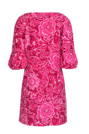 Current Boutique-Lilly Pulitzer - Hot Pink Paisley Floral Cotton & Silk Shift Dress Sz 8