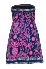 Current Boutique-Lilly Pulitzer - Navy & Hot Pink Fruit Print Cotton Sundress Sz 0