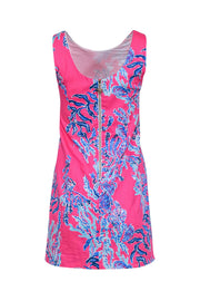 Current Boutique-Lilly Pulitzer - Pink Fitted Sleeveless Shift Dress w/ Blue Coral “Samba” Print Sz 0