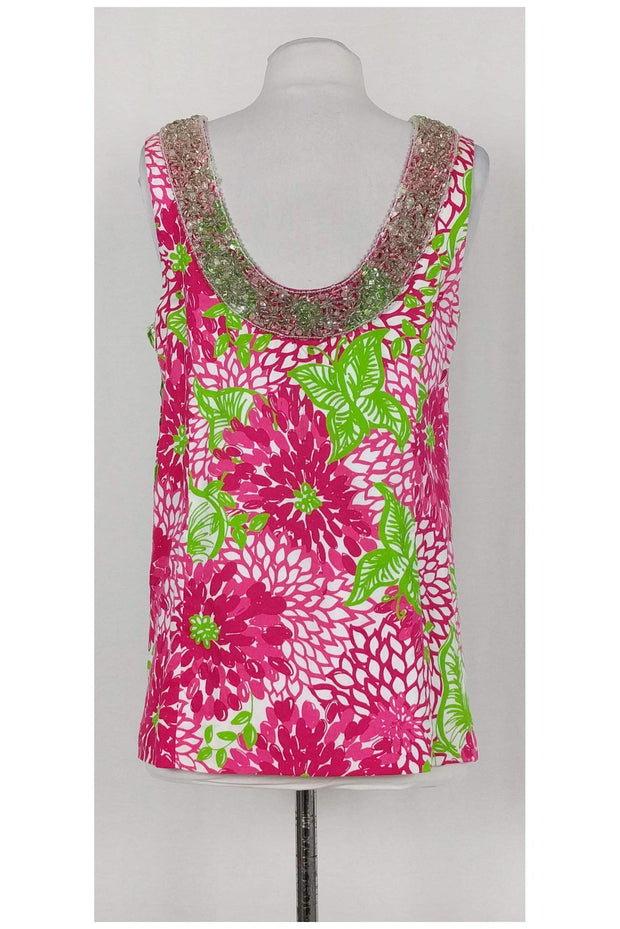 Current Boutique-Lilly Pulitzer - Pink & Green Floral Top Sz 8