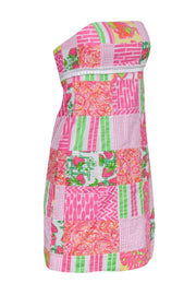 Current Boutique-Lilly Pulitzer - Pink & Green Mixed Fruit Patchwork Cotton Strapless Dress Sz 2