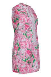 Current Boutique-Lilly Pulitzer - Pink, Green & White Flamingo Print "Alexa" Shift Dress Sz 10