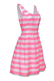 Current Boutique-Lilly Pulitzer - Pink & White Striped Textured Fit & Flare Dress Sz 10