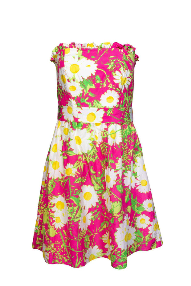 Current Boutique-Lilly Pulitzer - Pink & White Sunflower Strapless Dress Sz 4