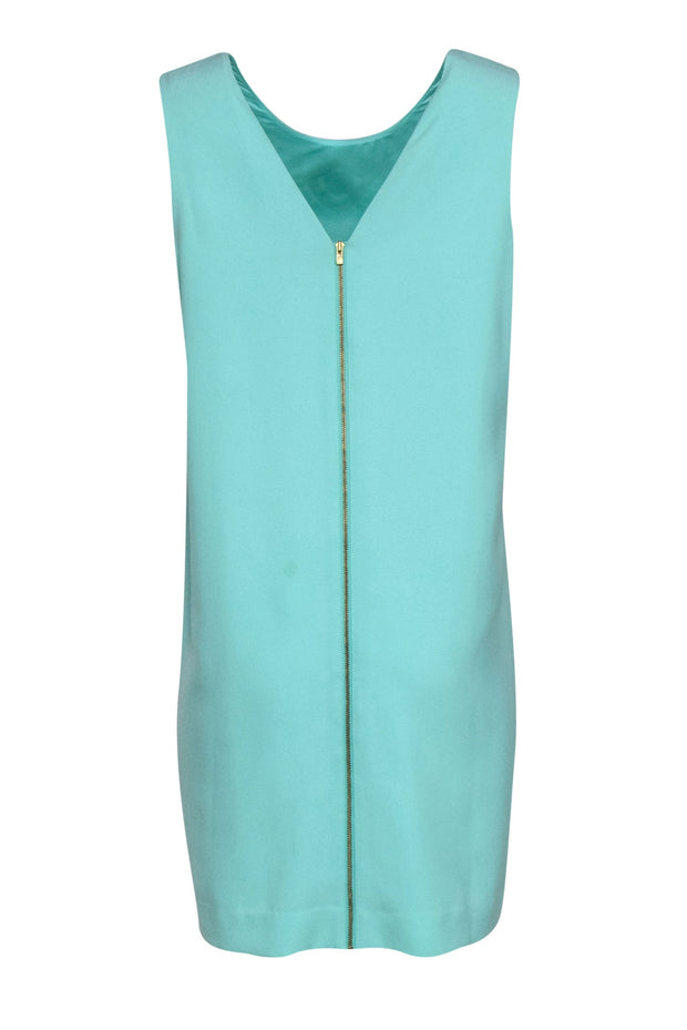 Current Boutique-Lilly Pulitzer - Turquoise Crepe 'Sabrina' Shift Dress w/ Embellishment Sz M