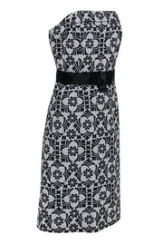 Current Boutique-Lilly Pulitzer - White & Black Floral Print Strapless A-Line Dress Sz 12