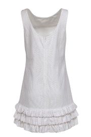 Current Boutique-Lilly Pulitzer - White Cotton Eyelet "Betsey" Shift Dress w/ Ruffled Hem Sz 12