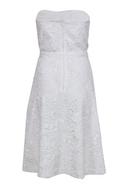 Current Boutique-Lilly Pulitzer - White Floral Lace Sleeveless Fit & Flare Dress w/ Bow Sz 12