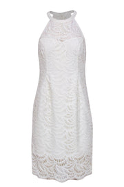 Current Boutique-Lilly Pulitzer - White Lace Sleeveless “Kenna” Sheath Dress w/ Illusion Neckline Sz 4