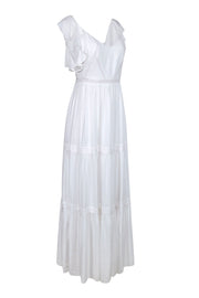 Current Boutique-Lilly Pulitzer - White Tired "Ivie" Maxi w/ Lace Trim & Ruffle Sleeves Sz 4