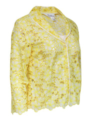 Current Boutique-Lilly Pulitzer - White & Yellow Eyelet Lace Blazer Sz 10