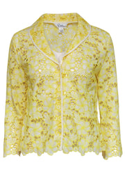 Current Boutique-Lilly Pulitzer - White & Yellow Eyelet Lace Blazer Sz 10