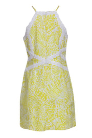 Current Boutique-Lilly Pulitzer - Yellow & White Print Cotton Dress w/ Embroidered Trim Sz 8