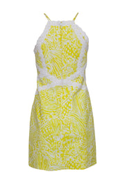 Current Boutique-Lilly Pulitzer - Yellow & White Printed Sheath Dress w/ Embroidered Trim Sz 2