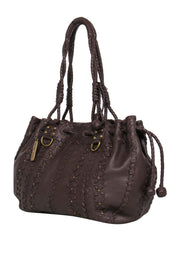 Current Boutique-Lockheart - Brown Leather Handstitched Shoulder Bag