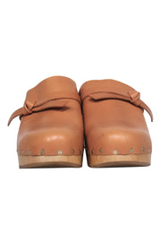 Current Boutique-Loeffler Randal - Light Brown Smooth Leather Wooden Heel Clogs Sz 8.5