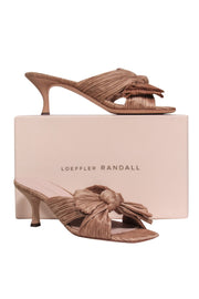 Current Boutique-Loeffler Randall - Beige Crinkle Texture Knotted Kitten Heel Mule Pumps Sz 9.5