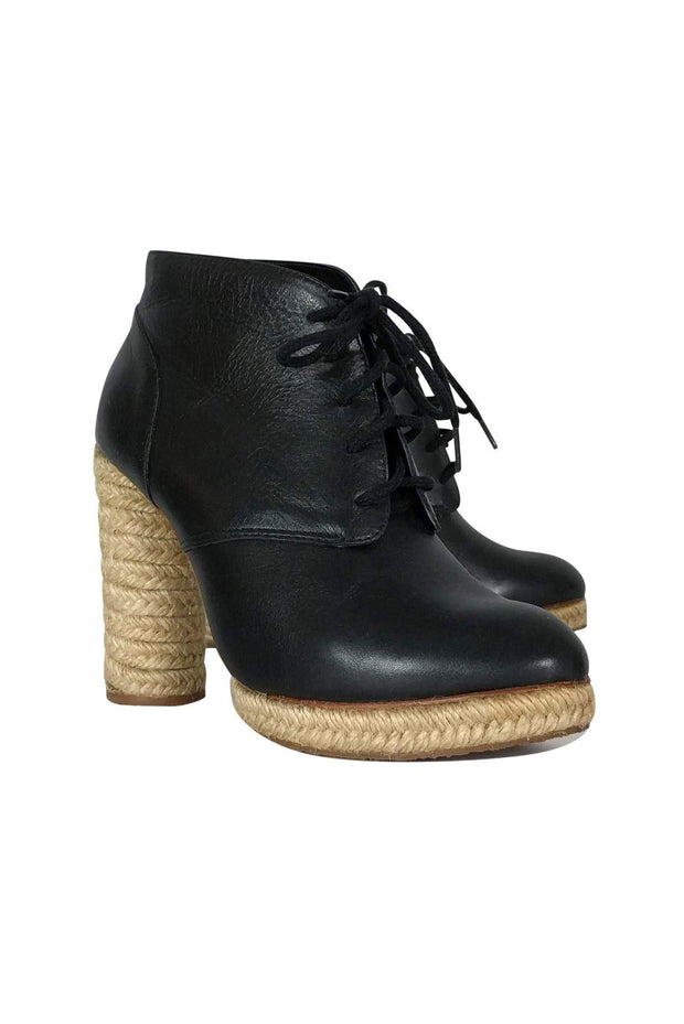 Current Boutique-Loeffler Randall - Black Espadrille Ankle Booties Sz 6.5