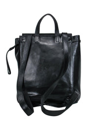 Current Boutique-Loeffler Randall - Black Leather Backpack w/ Fuzzy Shearling