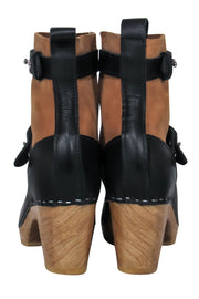 Current Boutique-Loeffler Randall - Black & Tan Clog-Style Heeled Booties Sz 9