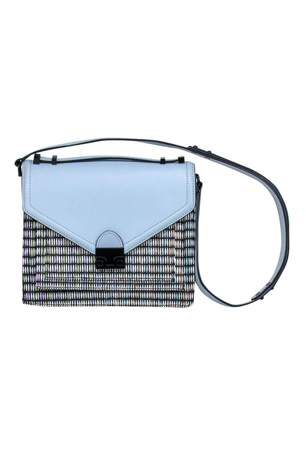 Current Boutique-Loeffler Randall - Light Blue Leather & Woven Satchel