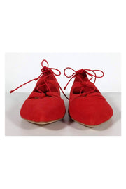 Current Boutique-Loeffler Randall - Red Ambra Suede Lace-Up Flat Sz 9