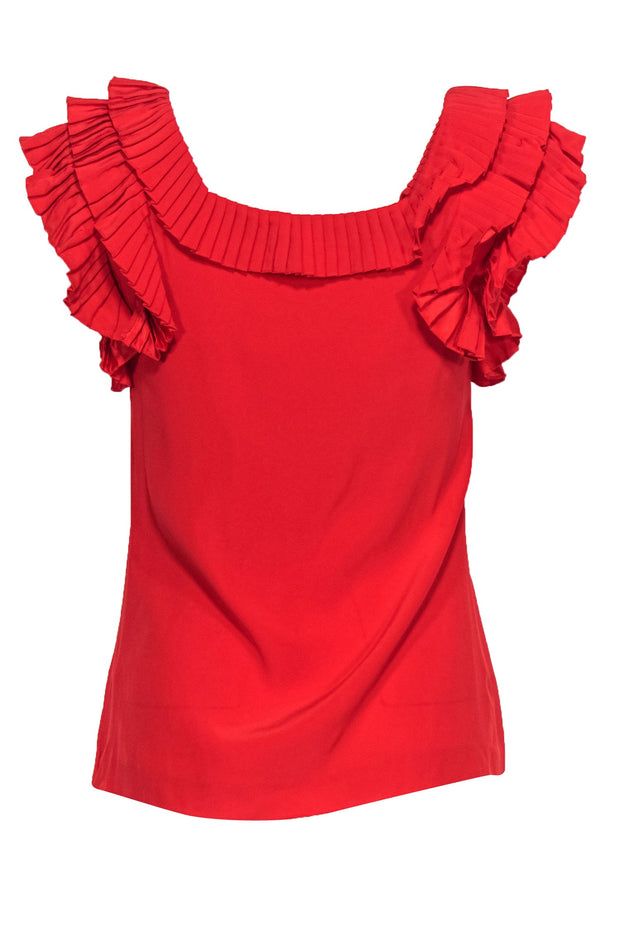 Current Boutique-Loeffler Randall - Red Silk Ruffle Top Sz 0