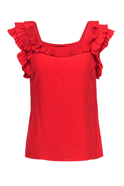 Current Boutique-Loeffler Randall - Red Silk Ruffle Top Sz 0