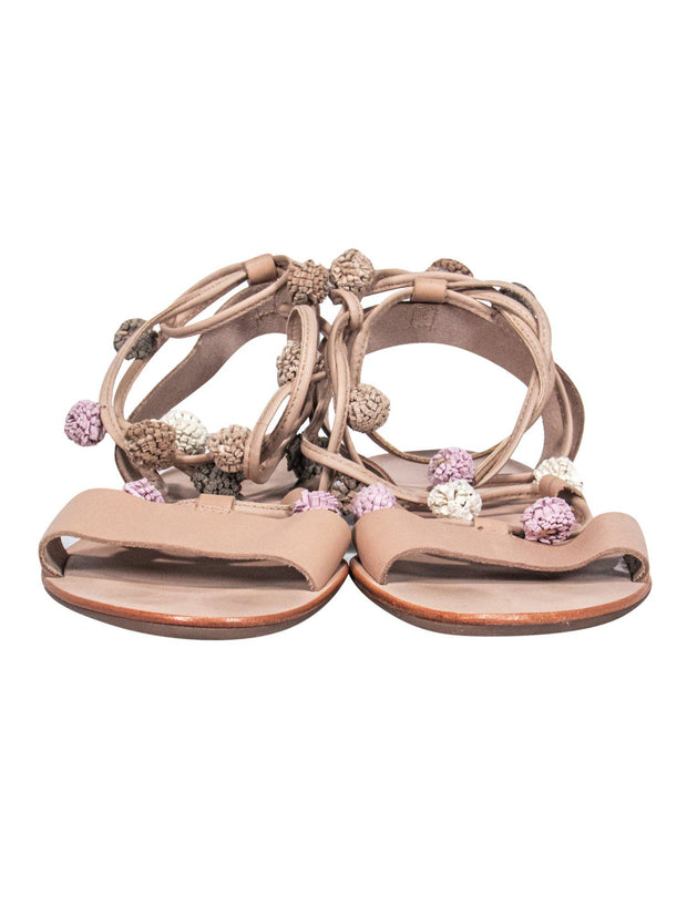 Current Boutique-Loeffler Randall - Tan Strappy Sandals w/ Baubles Sz 7